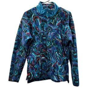 Vintage 90s Nike Fit Colorful Swirl Printed 1/2 Zip Long‎ Sleeve Fleece Jacket S